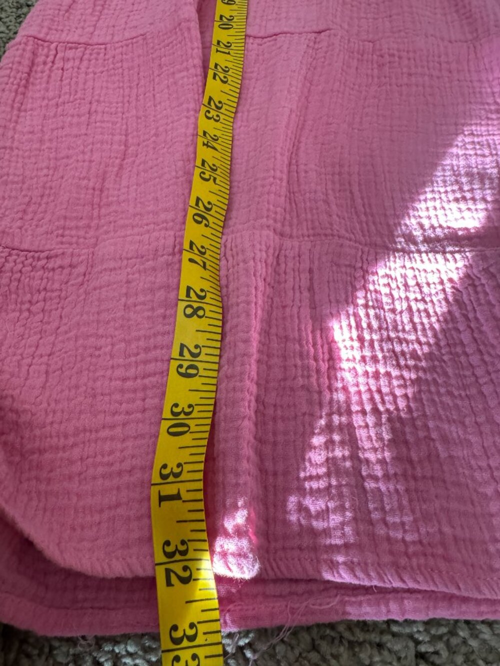 New In Pink Tiered Mini Dress V-Neck Short Sleeve Gauze Babydoll Boho Large - Picture 9 of 9